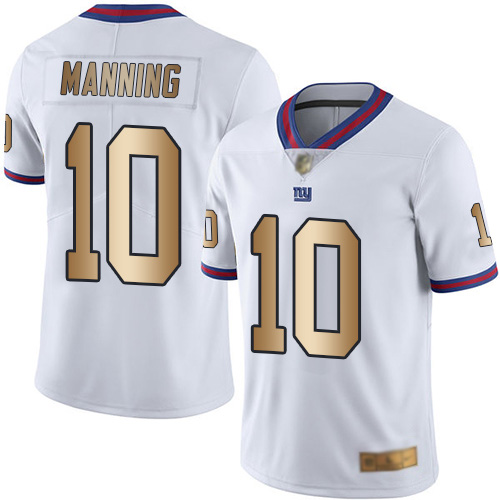 Men New York Giants #10 Eli Manning Limited White Gold Rush Vapor Untouchable Football NFL Jersey->new york giants->NFL Jersey